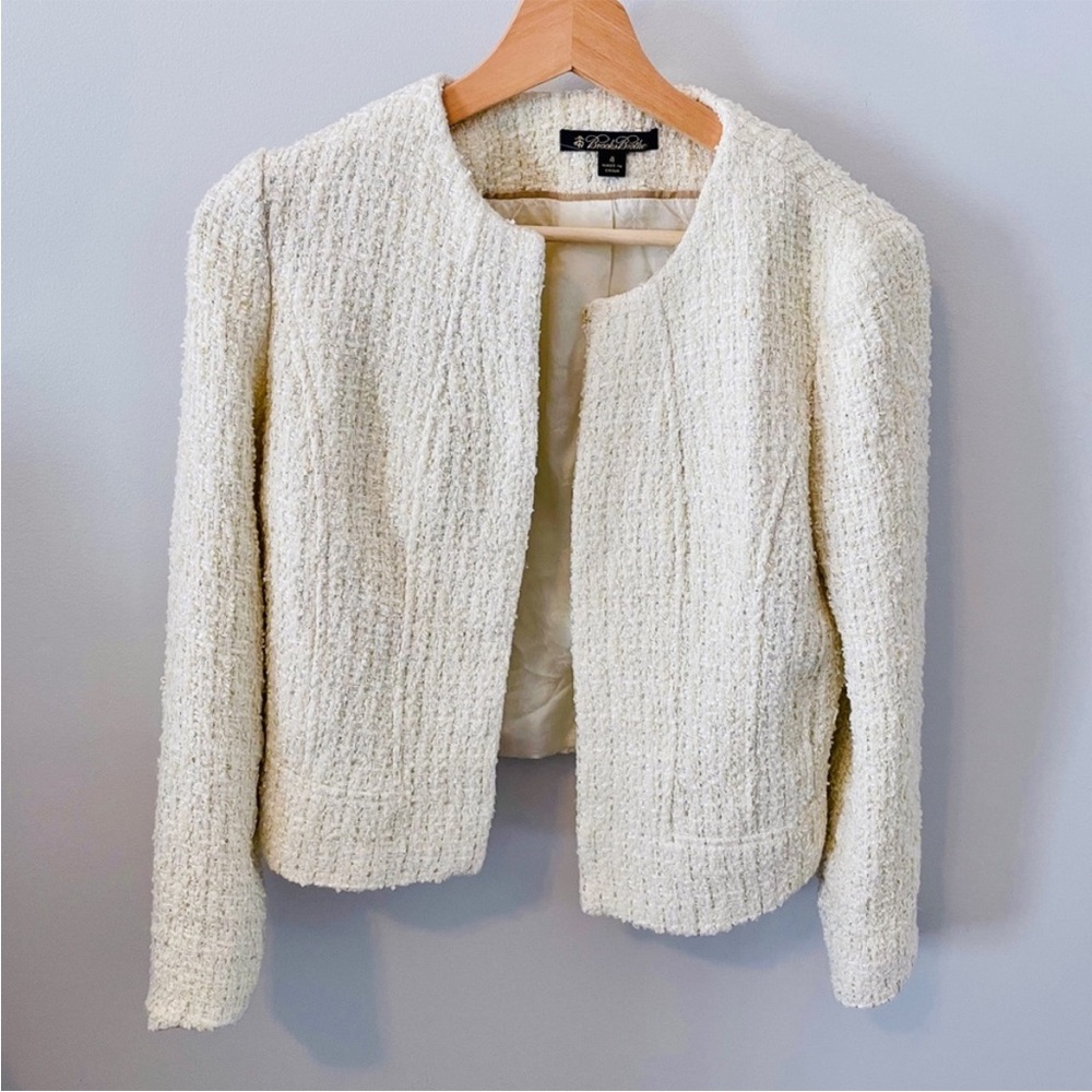 Brooks Brothers White/Cream Tweed Women's Blazer Jacket Size 4